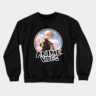 Cool Anime Boy and Cherry Blossom Trees - Anime Shirt Crewneck Sweatshirt